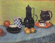 Vincent Van Gogh Still life Blue Enamel Coffeepot Earthenware and Fruit (nn04) china oil painting reproduction